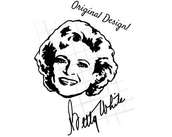 Betty White Signature Decal, Betty White Portrait Decal, Original