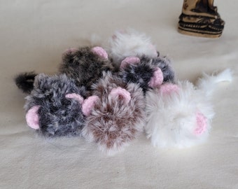 Juguete de ratón con hierba gatera súper peludo, juguete para gatos hecho a mano