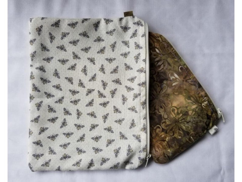 Cotton Zipper Pouch Set of Two 4x6 /& 8x6