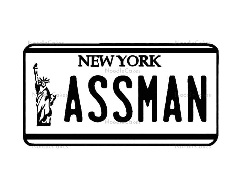 New York 'Assman' License Plate Iron-On Patch - 4.5x2.1 Inch Cute Mini Applique For Jackets, Hats, Bags