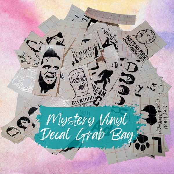 Mystery Vinyl Grab Bag, Set of 5+ Mystery Decals, Bulk Vinyl Decals, Mystery Vinyl Stickers, Mystery Grab Bag, Mystery Bumper Sticker Bulk