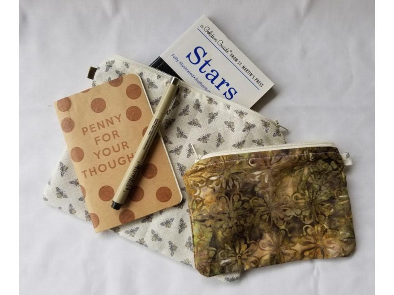 Cotton Zipper Pouch Set of Two 4x6 /& 8x6