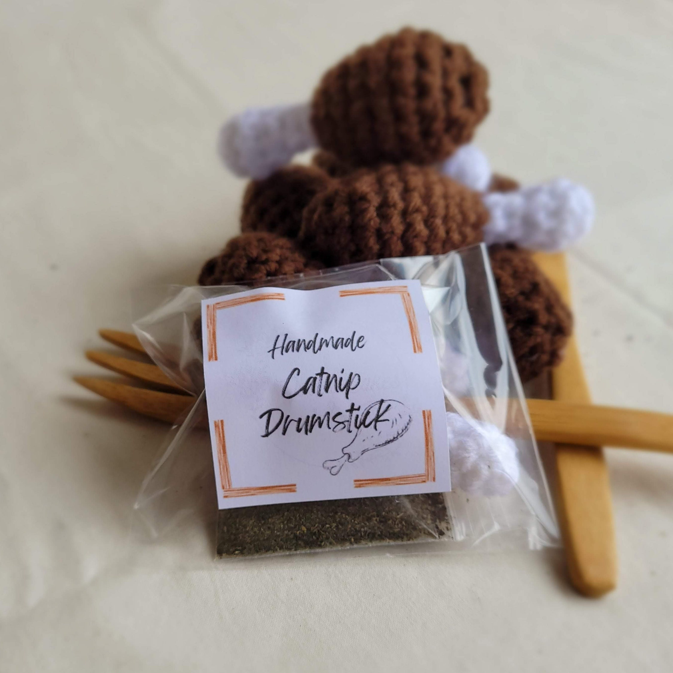 Catnip Drumstick Toy Food Shaped Cat Toy Crochet Cat Toy Etsy