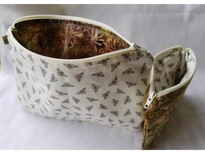 Cotton Zipper Pouch Set of Two 4x6 /& 8x6