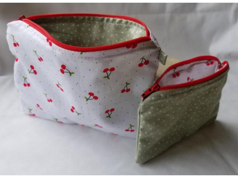 Cotton Zipper Pouch Set of Two 4x6 /& 8x6