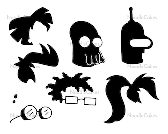 Futurama Silhouette Decal Pack, Iridescent Permanent Vinyl Sticker