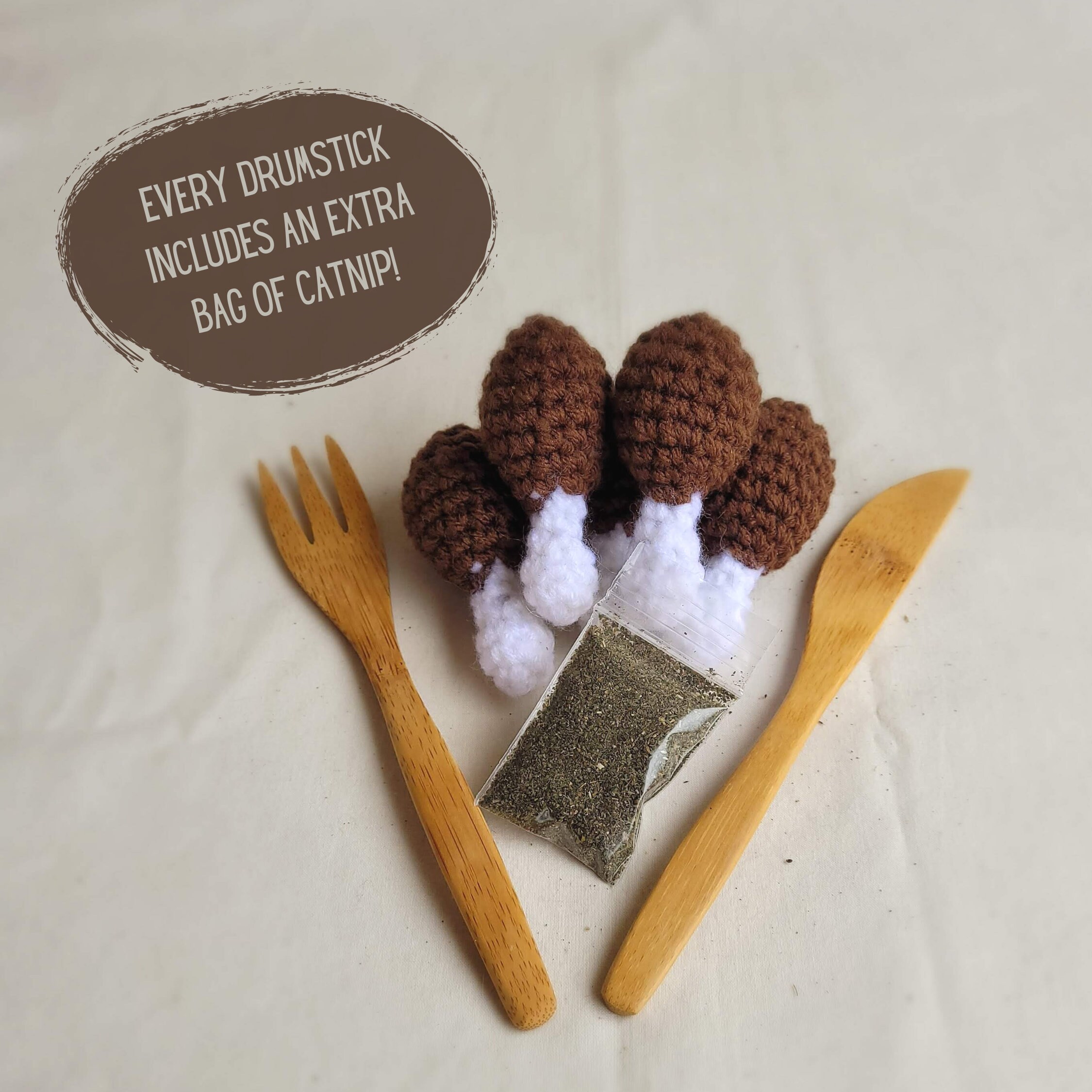 Catnip Drumstick Toy Food Shaped Cat Toy Crochet Cat Toy Etsy