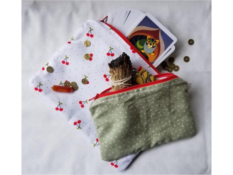 Cotton Zipper Pouch Set of Two 4x6 /& 8x6