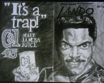 LANDO CALRISSIAN Billy Dee Williams Star Wars sketch cover print Colt 45 It's a Trap pencil portrait