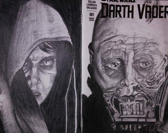 DARTH VADER Custom Cover on blank sketch Star Wars Annual cover Anakin Skywalker young and old