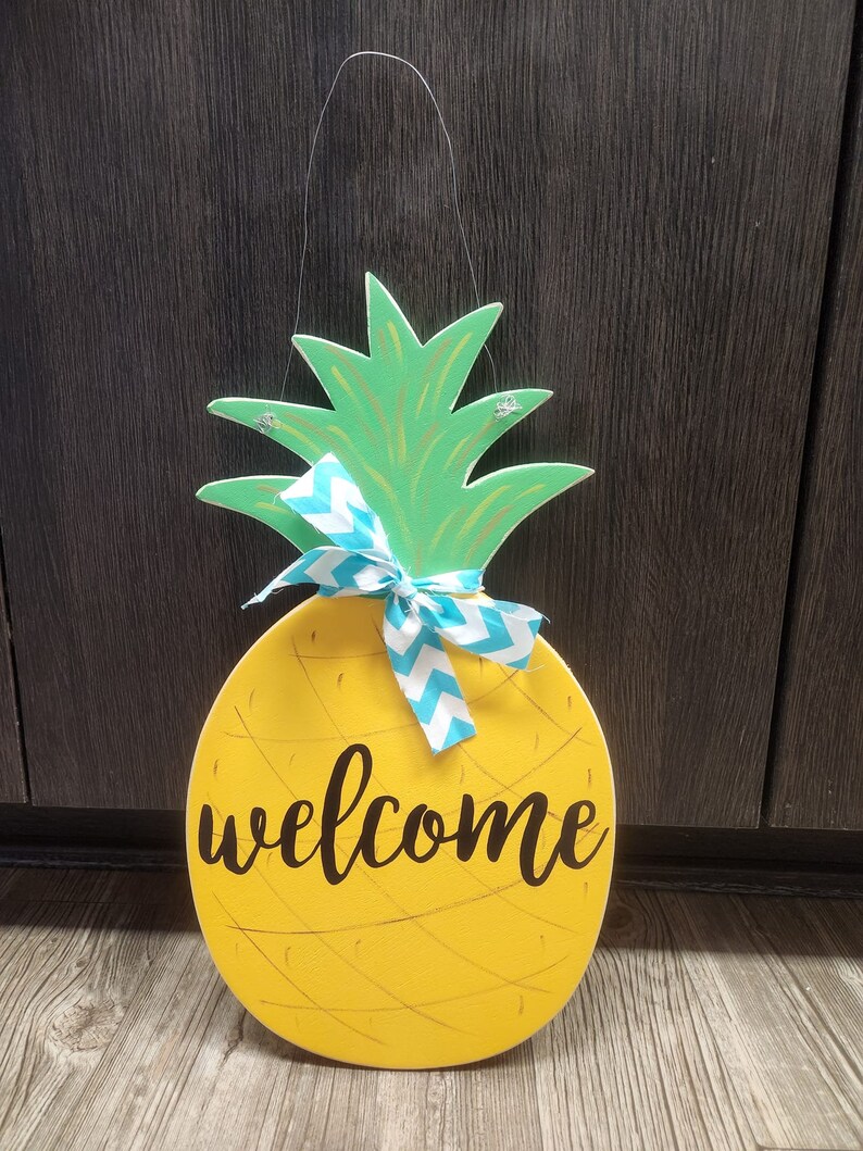 Pineapple Wood Sign Front Door Pineapple Sign Wood Sign Etsy