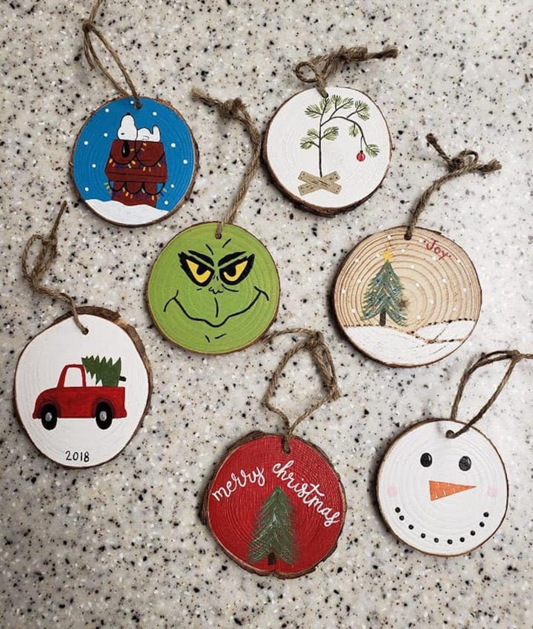 christmas-ornaments-wood-slice-ornaments-merry-christmas-etsy