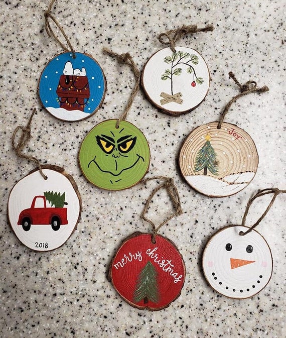 DIY) Painted Wood Ornaments + Gift Toppers - Paper and Stitch