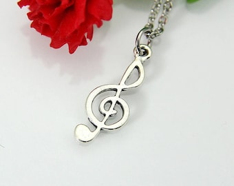 Music Necklace, Music Gift, Treble Clef Necklace, Treble Clef Charm, Music Note Charm, Graduation Gift, Personalized Gift, Best Friend Gift