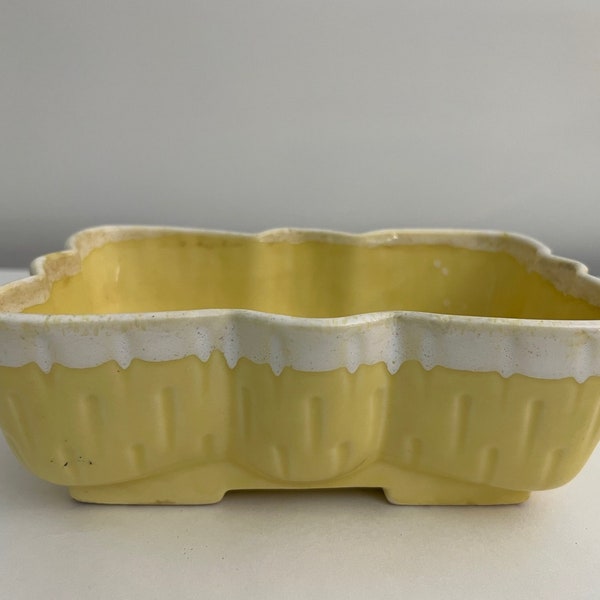 MCM Yellow UPCO Drip Glazed Pottery Planter | USA | 1068 | Shabby Chic Planter | Cottage Core | Bowtie Planter