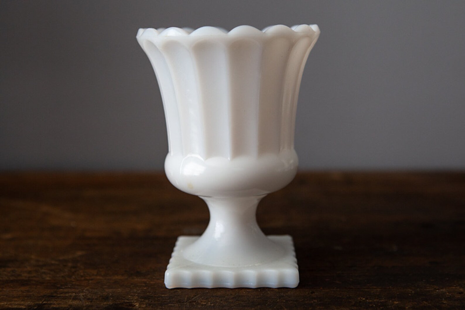 Vintage Footed Pedestal Vase with Scallop Edge Etsy