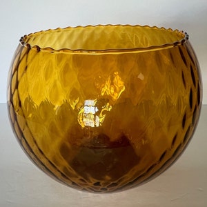 Amber Empoli Mid-Century Modern Optic Glass Ball Vase