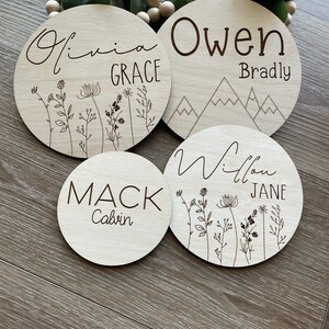 Birth Announcement Sign, Engraved Wooden Name Sign, Name Announcement Plaque, Wooden Nursery Decor, Newborn Photo Prop, Baby Shower Gift