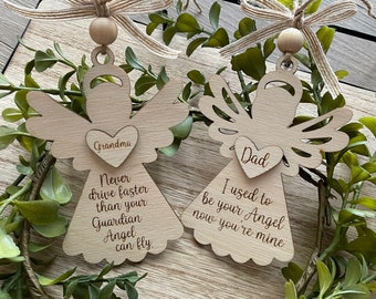 Angel Car Charm, Memorial Gift, Memorial Heart, Angle Wings Car Charm, Memorial Car Charm, Car Mirror Charm, In Memory of Car Charm