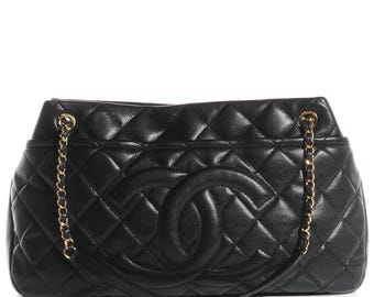 Authentic Chanel Pre-owned Tote Bag, blk caviar leather - Lenght bottom 40cm