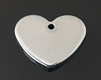 Heart Stamping Blanks Metal Stamping Blanks Stainless Steel Blanks Heart Charms Heart Pendants Engraving Blanks Blank Charms Blank Heart 10
