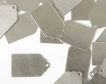 Metal Stamping Blanks Tag Stamping Blanks Silver Aluminum Tag Charms Pendants 4 pieces 7/8" 20 gauge