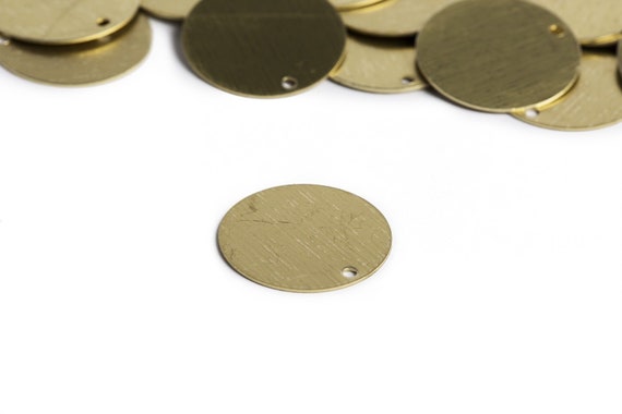 10 Circle Charms Metal Stamping Blanks Gold Brass Initial Unplated