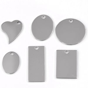 スチールスタンピングブランク 彫刻ブランク 大型タグブランク 金属スタンピング ステンレススチールブランク アソートブランク ブランクペンダント バルク 30個 B