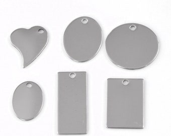 Stahl Stanzrohlinge Gravur Rohlinge Große Tag Rohlinge Metall Stanzen Edelstahl Rohlinge Verschiedene Rohlinge Rohling Anhänger BULK 30 Stück B