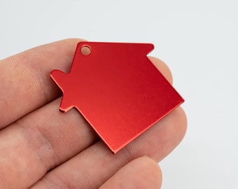 Metal Stamping Blanks House Stamping Blanks Red Blanks BULK Stamping Blanks Aluminum Blank Charms Realtor Charms 25pcs