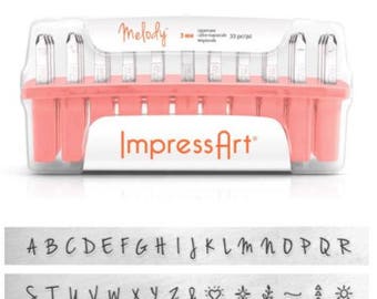 Metal Stamping Kit Impressart MELODY Uppercase Alphabet Metal Stamps 3mm Impression +Bonus Stamps-