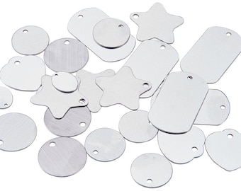 Estampado en blanco Conjunto surtido Estampado de metal en blanco Plata Aluminio Surtido En blanco BULK Espacios en blanco Venta al por mayor Etiqueta de perro Espacios en blanco Estrella Espacios en blanco 30