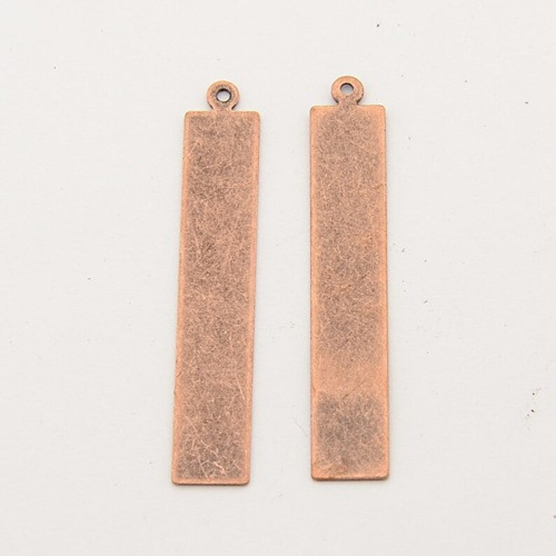 Metal Stamping Blanks Tags Long Rectangle Blanks 41mm Antiqued Copper Charms 10 pieces Stamping Blank Charms image 1
