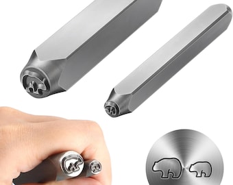 Mama Bear Metal Stamps Design Stamps Metal Stamping Tools Steel Professional Tools 6mm and 3mm Impression Baby Bear Metal Stamps