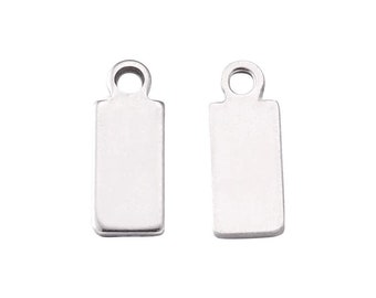 Metal Stamping Blanks Tags Rectangle Tags Stainless Steel Blanks Initial Charms Blank Charms 11mm 100pcs