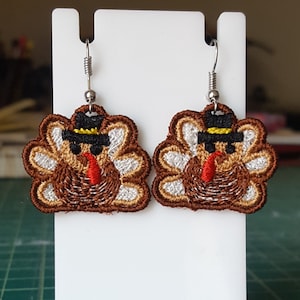 Turkey Earrings FSL embroidery design / Free standing lace / Jewelry / In the hoop jewelry / DIY earrings