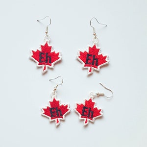 Maple Leaf Eh FSL earrings / Embroidery Design / Jewelry in the hoop / Earrings DIY