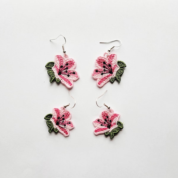 Azalea Flower FSL Earrings / Embroidery Design / Earrings DIY / Flower Earrings pattern