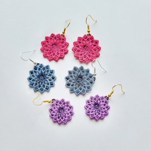Dahlia Flower FSL Earrings / Embroidery Design/ Earrings DIY