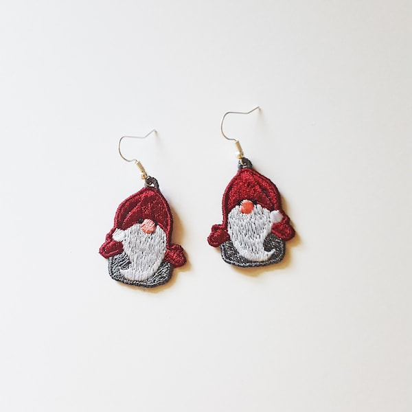 Nordic Gnome FSL Earrings / Embroidery Design / Jewelry ITH / DIY / Gnom