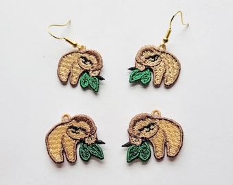 Sloth FSL Earrings / Embroidery Design / Sloth Earrings / Jewelry DIY