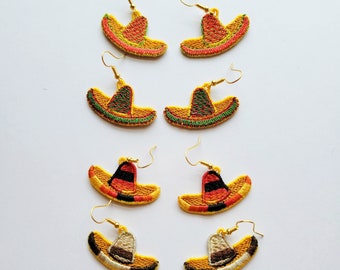 Sombrero Hat FSL Earrings / Embroidery Design / Earrings DIY