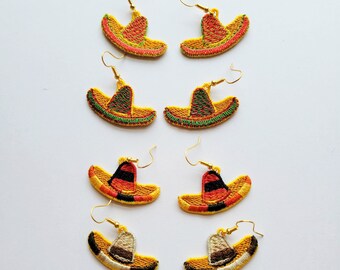 Sombrero Hat FSL Earrings / Embroidery Design / Earrings DIY