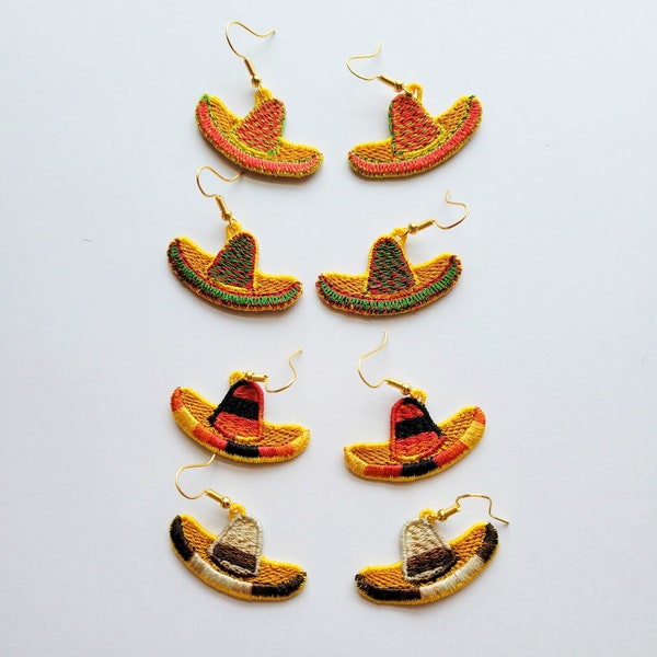 Sombrero Hat FSL Earrings / Embroidery Design / Earrings DIY