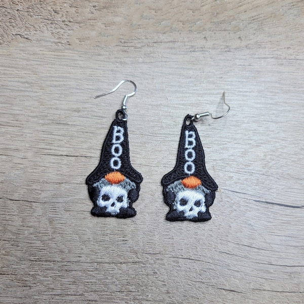 Halloween Gnome FSL earrings / Embroidery design / Jewelry DIY