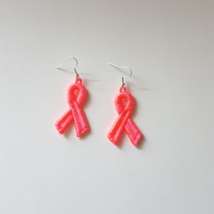 Pink Ribbon Puff Earrings / Embroidery Design / Jewelry in the hoop / Jewelry DIY