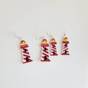 Lighthouse FSL Earrings / Embroidery Design / Jewelry In the hoop / Earrings DIY / Free standing lace / Earrings