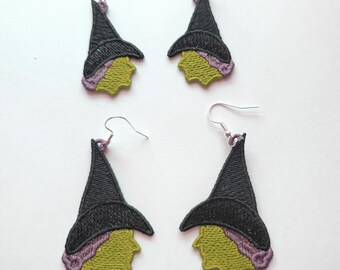 Witch FSL earrings / Embroidery Design / Earrings DIY