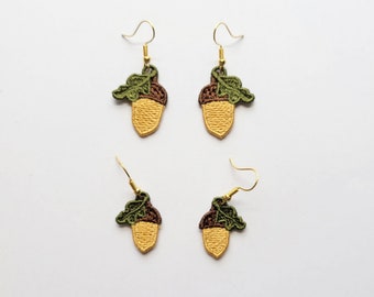 Acorn FSL earrings / Embroidery Design / Earrings DIY