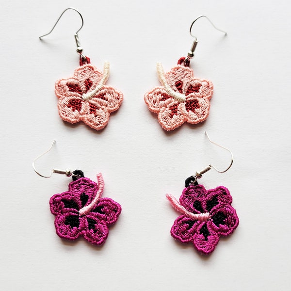 Hibiscus Flower FSL Earrings / Embroidery Design / Earrings DIY / FSL earrings